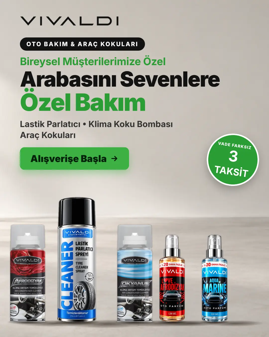 Bireysel müşterilerimize özel, arabasını sevenlere özel bakım: lastik parlatıcı, klima koku bombası ve araç kokuları. Vade farksız 3 taksit